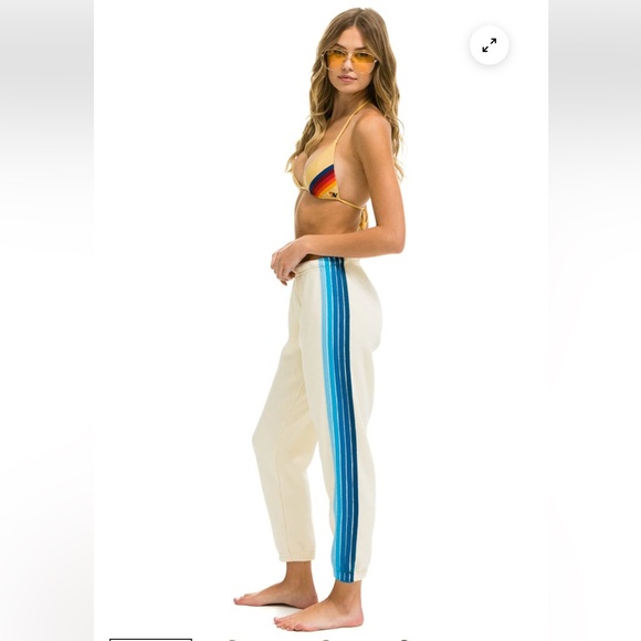 Aviator Nation Pants - Aviator Nation 5 Stripe Women's Vintage White/Blue medium